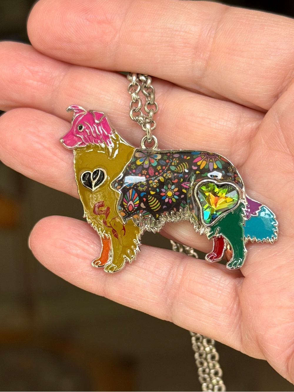 Border collie enameled pendant - Picture 3 of 5